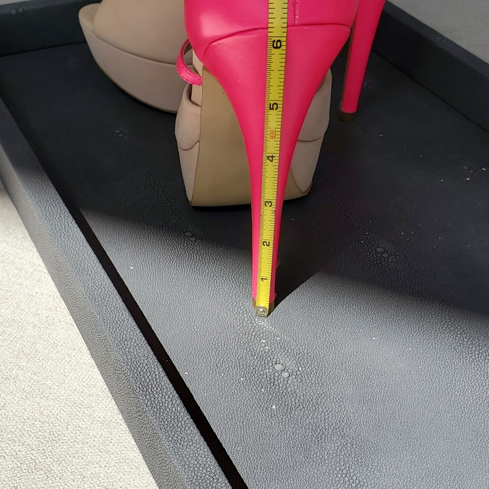 Steve Madden Hot Pink and Nude Strappy Platform Heels - Picture 9 of 11